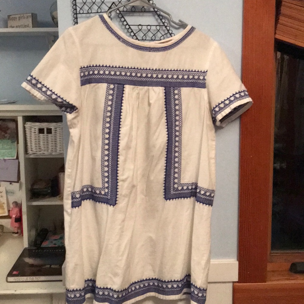 Blue and white dress